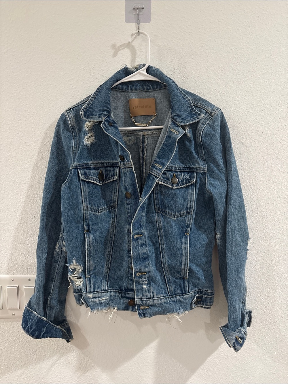 Retrofete Distressed Blue Denim Jacket